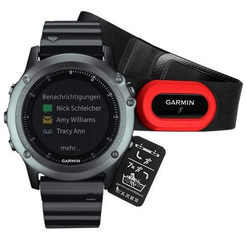 Навигатор-часы Garmin Fenix 3 HRM Sapphire с металлическим браслетом и пульсометром