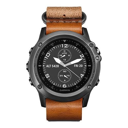 Навигатор-часы Garmin Fenix 3 Sapphire серые с кожаным ремешком