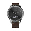 Garmin Vivomove HR серебряные с темно-коричневым кожаным ремешком  спортивные часы