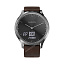 Garmin Vivomove HR серебряные с темно-коричневым кожаным ремешком беговые  часы
