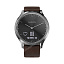 Garmin Vivomove HR серебряные с темно-коричневым кожаным ремешком умные часы