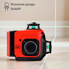 RGK ALPHA 3D с калибровкой - лазерный уровень 3D (360° / зелёный луч / 40м / АКБ)