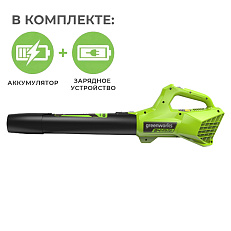 Воздуходувка аккумуляторная Greenworks G24ABK2 24V (145 км/ч) с АКБ 2 Ач + ЗУ 2А