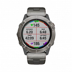 Часы с gps  Garmin Fenix 6X Pro Solar титановый с титановым браслетом