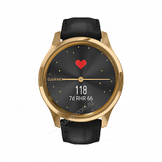 gps Смарт-часы Garmin Vivomove Luxe золотистые черные с кожаным ремешком