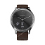 Garmin Vivomove HR серебряные с темно-коричневым кожаным ремешком - смарт часы