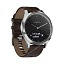 Garmin Vivomove HR серебряные с темно-коричневым кожаным ремешком часы